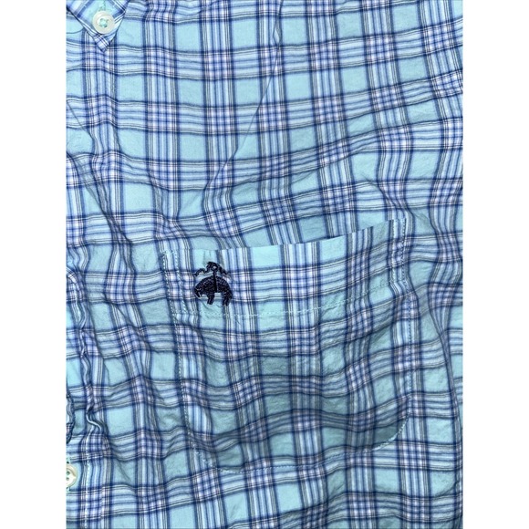 Brooks‎ Brothers Men's Medium 1818 Blue Plaid Button Down Long Sleeve Shirt - Picture 4 of 8